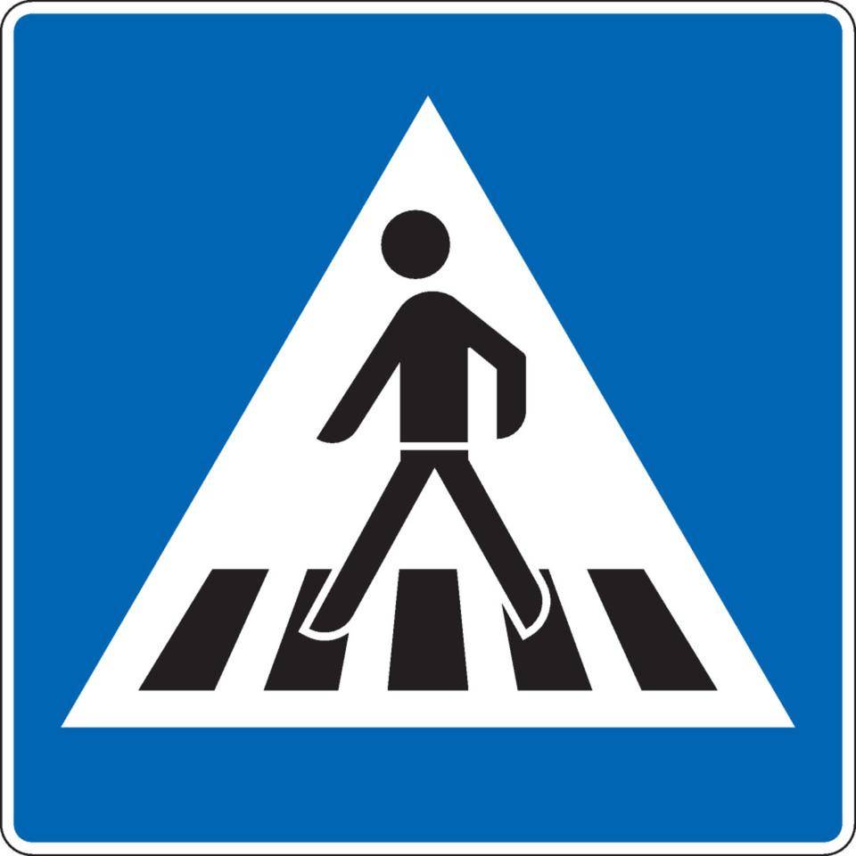 Verkehrszeichen Fußgängerüberweg rechts, Nr.350-10, Aluminium RA2, reflektierend, 600x600mm