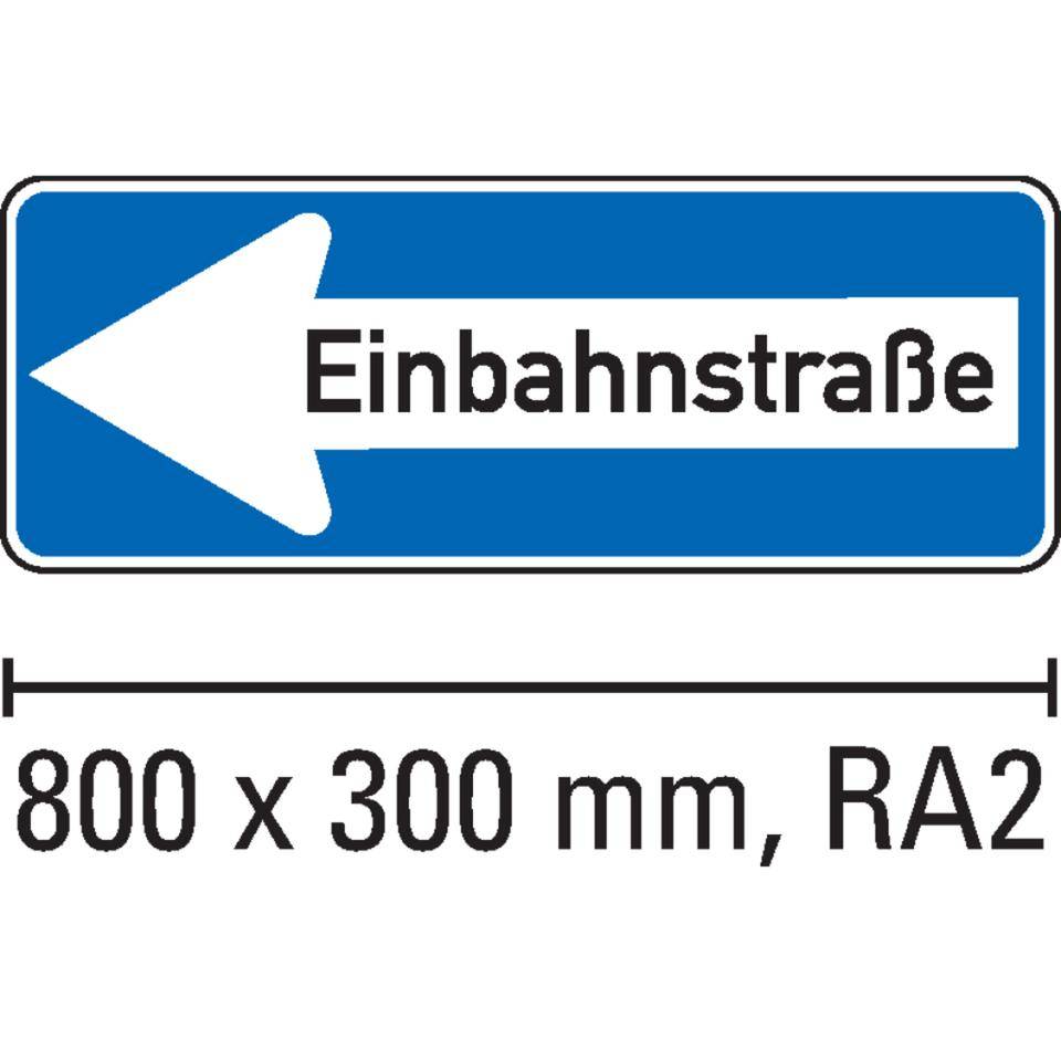Verkehrszeichen Einbahnstraße linksweisend, Nr.220-10, AluminiumRA2, reflektierend, 800x300mm, DIN 67520, nach StVO