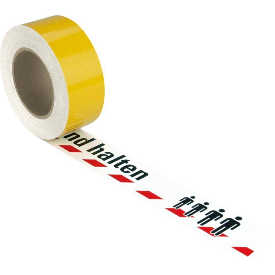 Bodenmarkierungsband Bitte Abstand halten, Polyester m. Laminat,50mm, 16m/Rolle