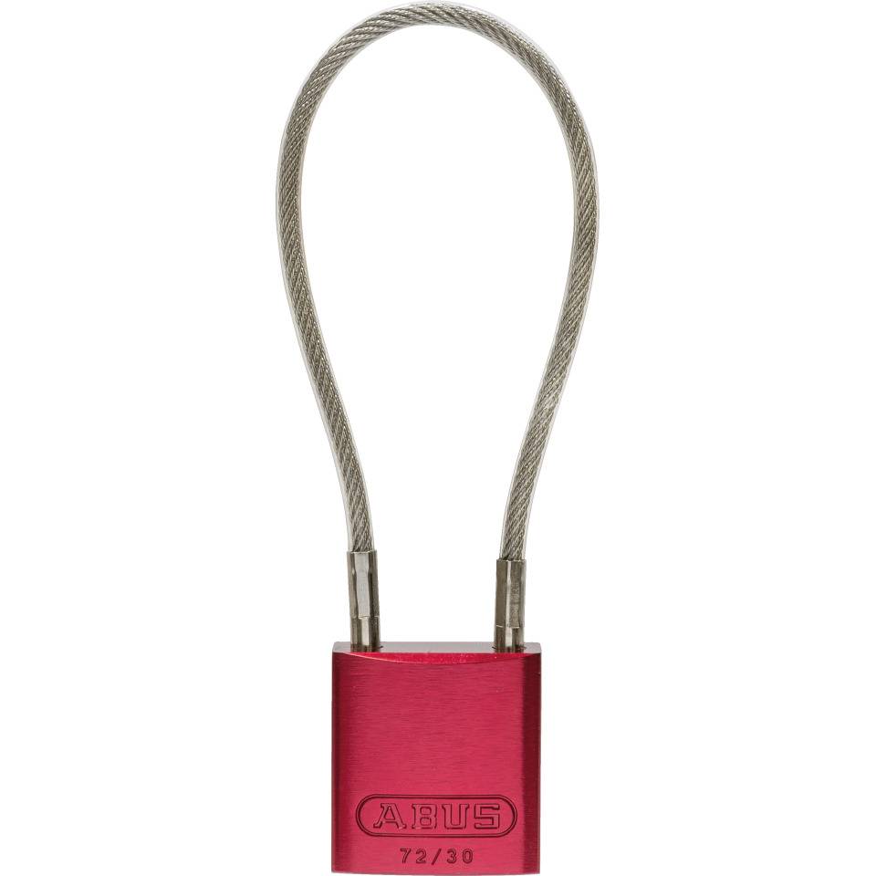 ABUS Vorhängeschloss,verschieden schließend,rot,H 34mm,B 32mm,T 12mm,Seil 20cm