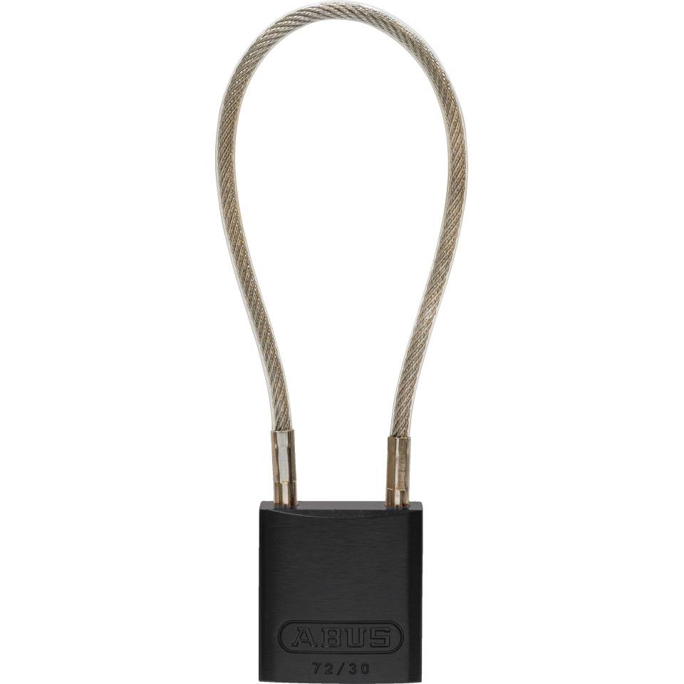 ABUS Vorhängeschloss,verschieden schließend,schwarz,H34mm,B32mm,T12mm,Seil 20cm