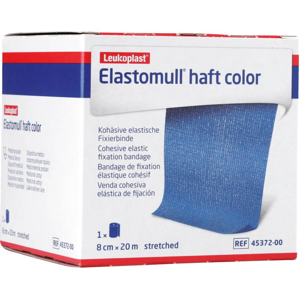 Leukoplast® Fixierbinde Elastomull haft color, blau, 8cm, 20m/Rolle