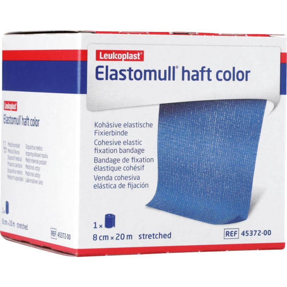 Leukoplast® Fixierbinde Elastomull haft color, blau, 8cm, 20m/Rolle