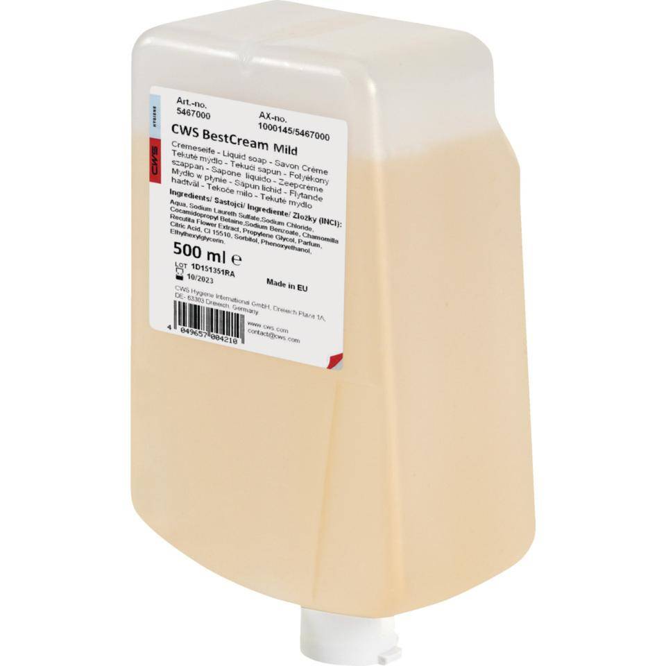 CWS Seifencreme Mild, für Cremeseifenspender, 500ml/Flasche, 12 Flaschen/VE