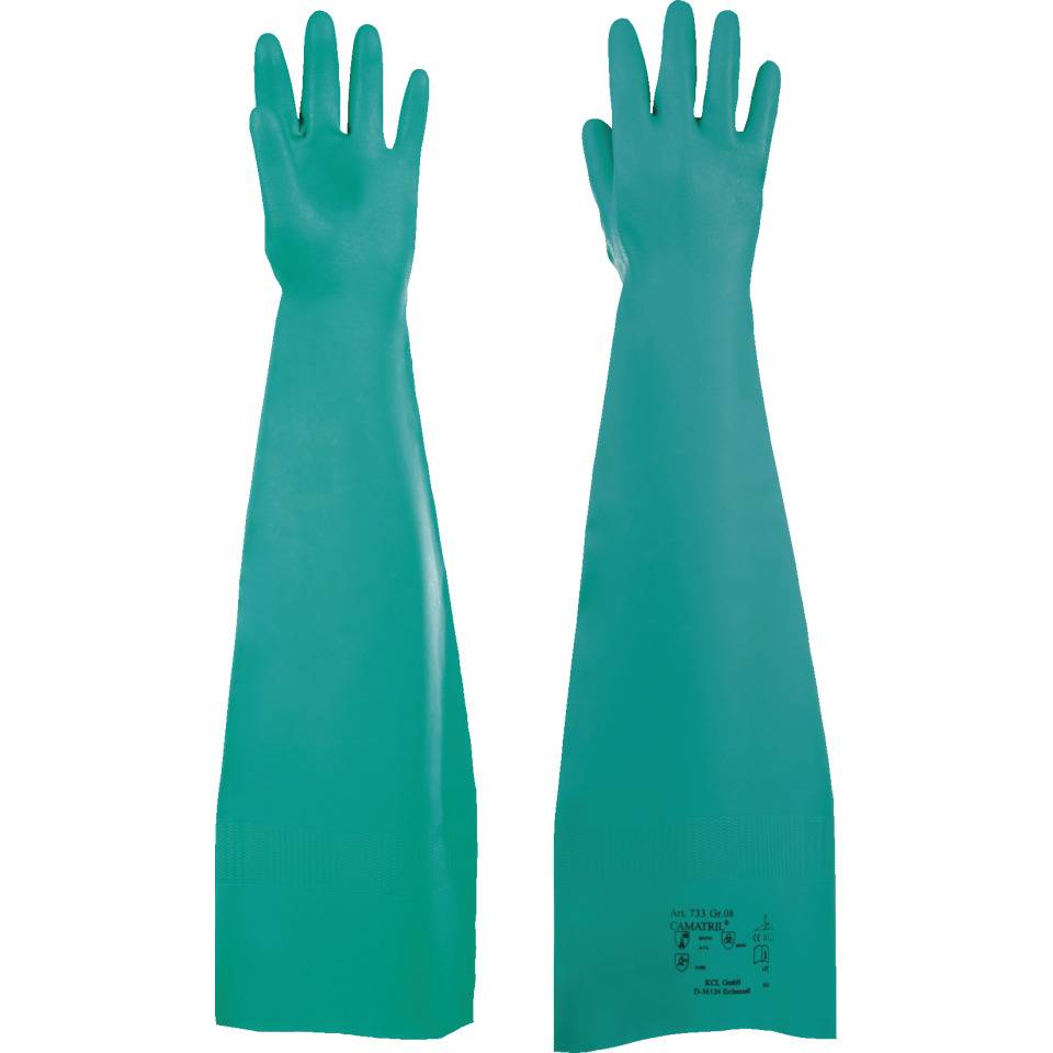 KCL Chemikalien-Schutzhandschuh Camatril® 733, Kat.III, grün, Nitril, 600mm, Größe 9