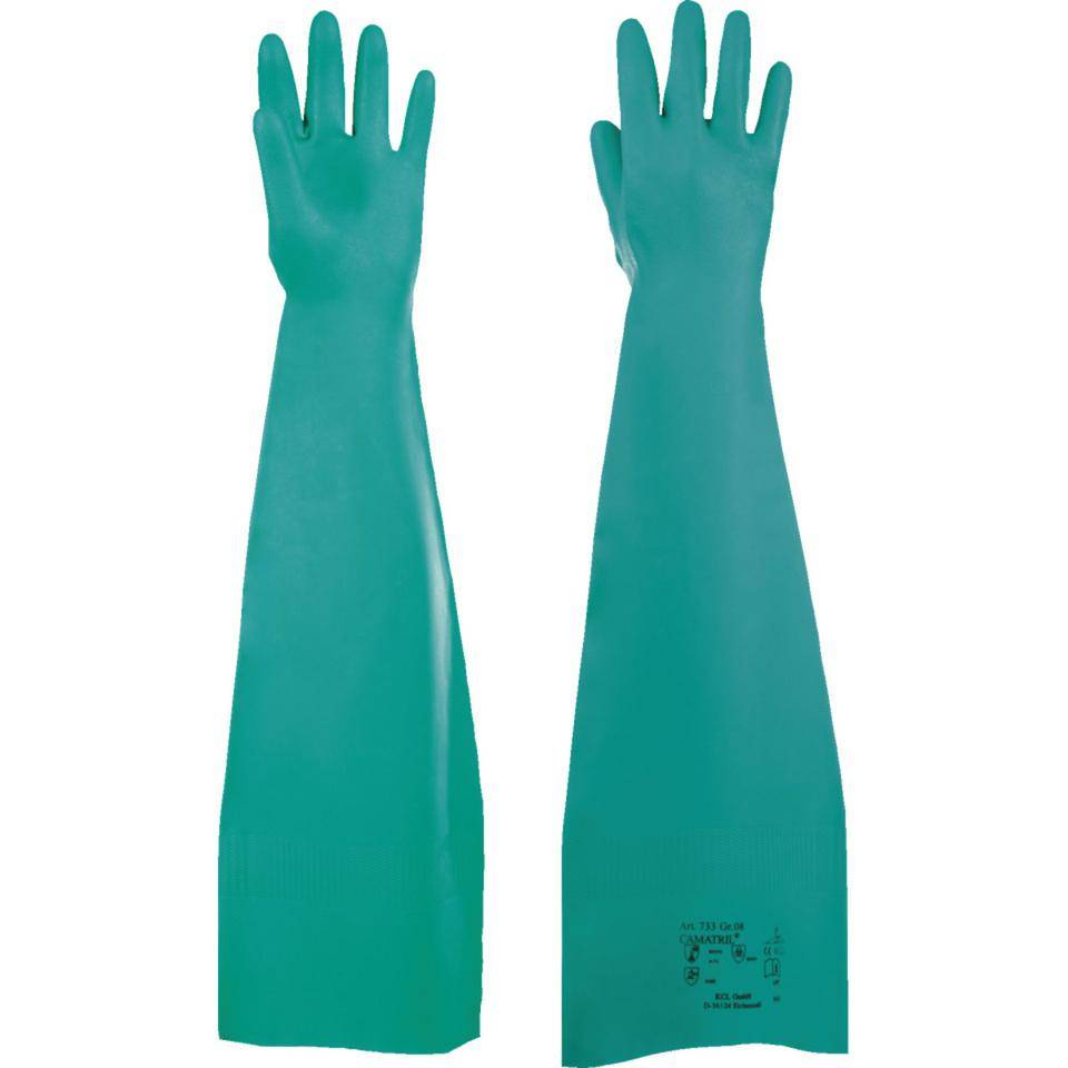 KCL Chemikalien-Schutzhandschuh Camatril® 733, Kat.III, grün, Nitril, 600mm, Größe 8