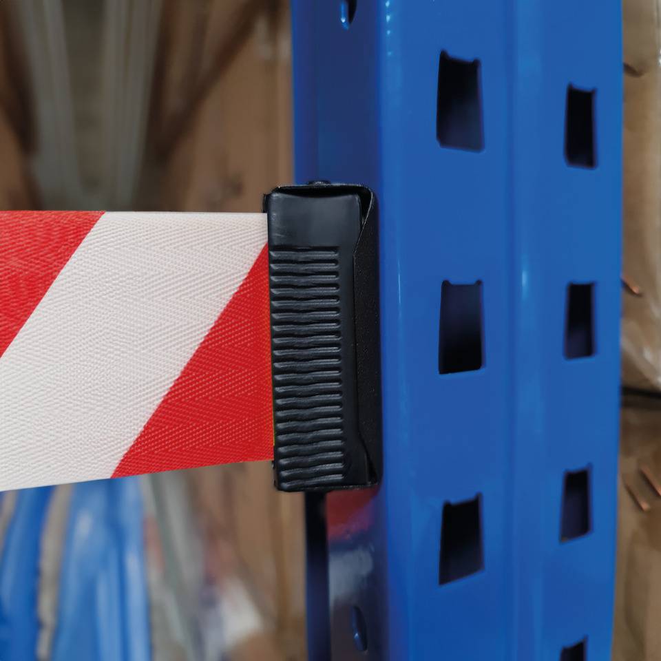 RS-GUIDESYSTEMS Wandkassette Indoor, magnetisch, Gurt rot/weiß schraffiert, 8m