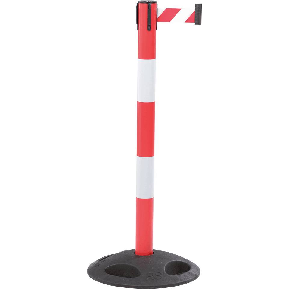 RS-GUIDESYSTEMS Gurtpfosten Outdoor, rot, mit 2 Reflexstreifen, Gurt r/w, 50mm, 4m