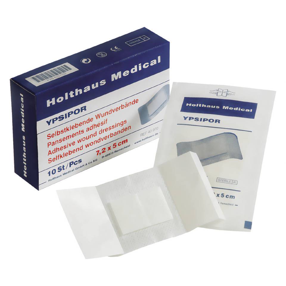 Holthaus Medical Wundverband YPSIPOR, weiß, steril verpackt, 10x10cm, 10/VE
