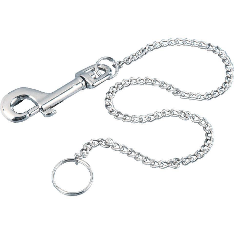 Schlüsselkette mit Karabinerhaken 65mm, Stahl, vernickelt, 40cm lang, 10/VE