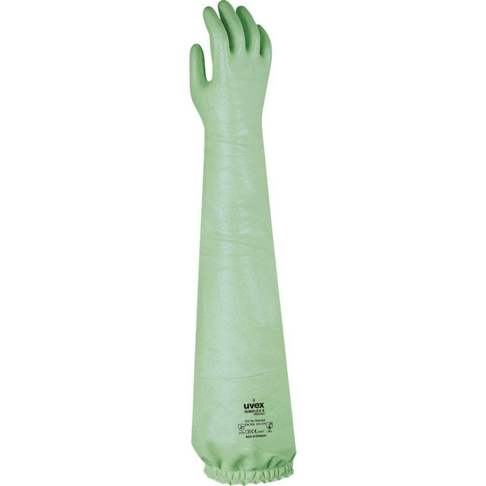 uvex Chemikalien-Schutzhandschuh Rubiflex S NB 80 SZ, Kategorie III, grün, Nitril, 800mm, Größe 9