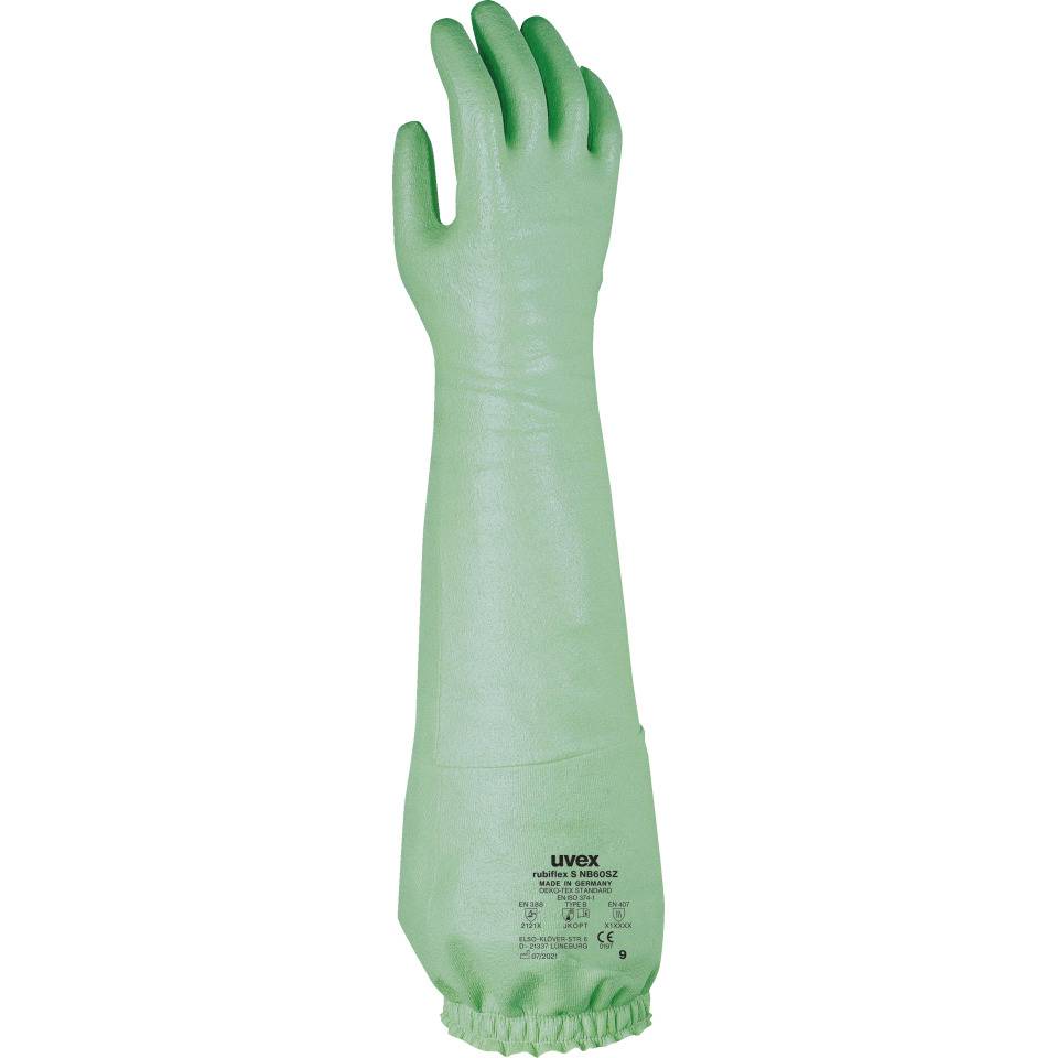 uvex Chemikalienschutz-Handschuh rubiflex NB60SZ, Kat. III, grün, 600mm, Größe 9