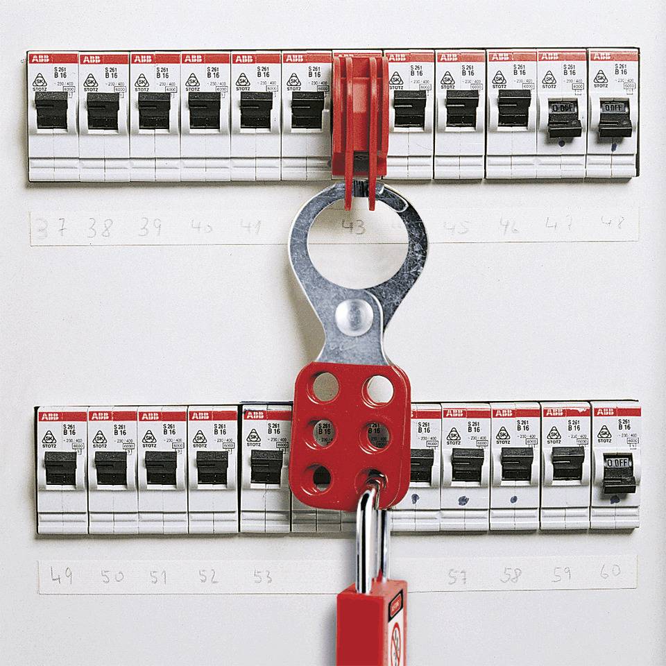 ABUS Multi-Schließklammer (groß), für 6 Schlösser, rot, Stahl, 118x45x12mm