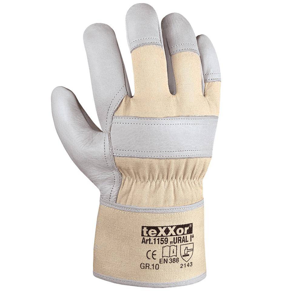 Schutzhandschuh Ural I, Kategorie II, natur, Rindvollleder, Größe 9