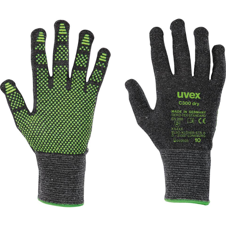 uvex Schnittschutz-Handschuh C300 dry, Kategorie II, anthrazit, 270mm, Größe 7