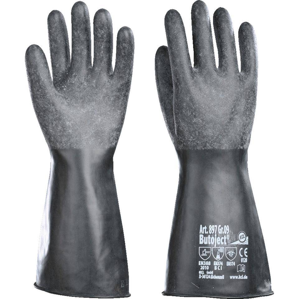 KCL Chemikalienschutzhandschuh Butoject® 897+, Kat.III, schwarz,360mm, Größe 7