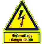 Warn-Kombischild High voltage danger to life, RoHS konform, Folie, 210x240mm, ASR A1.3, DIN EN ISO 7010 W012