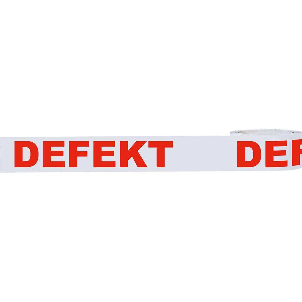 Klebeband DEFEKT, weiß/rot, Polypropylen, selbstklebend, 50mm, 66m/Rolle