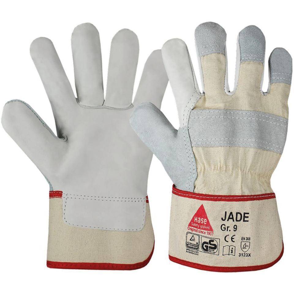 Arbeitshandschuh Jade Combi, Kat.II, EN 388 Level 3123X, grau, Leder, 260mm, Größe 10