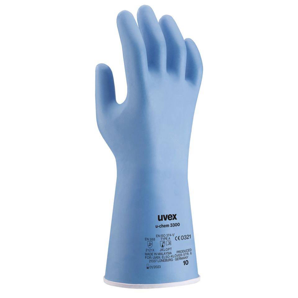 uvex Chemikalien-Schutzhandschuh u-chem 3300, Kat. III, blau, 320mm, Größe 8