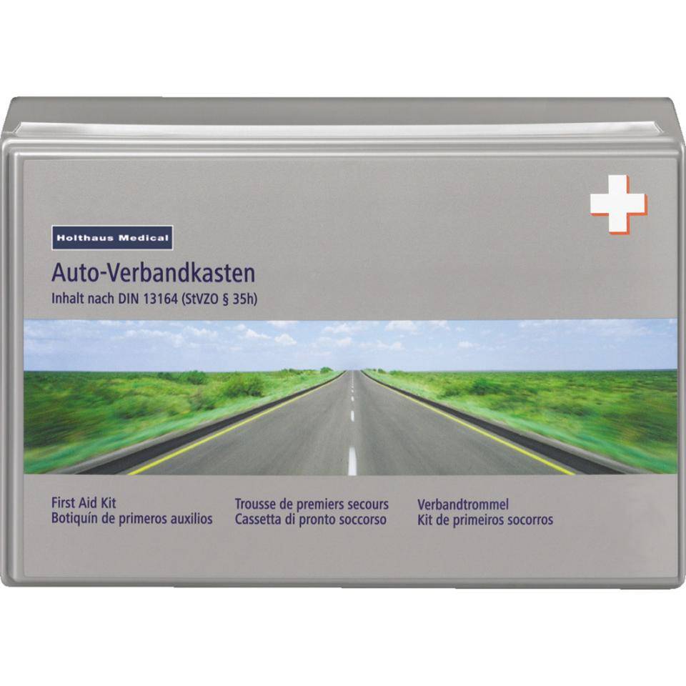 Holthaus Kfz-Verbandkasten Klassik, DIN 13164, gefüllt, grau, 260x170x80mm