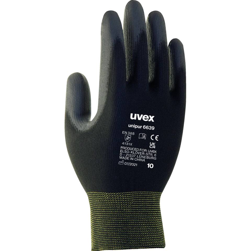 uvex Schutzhandschuh unipur, Kategorie II, schwarz, Polyamid, 220mm, Größe 6