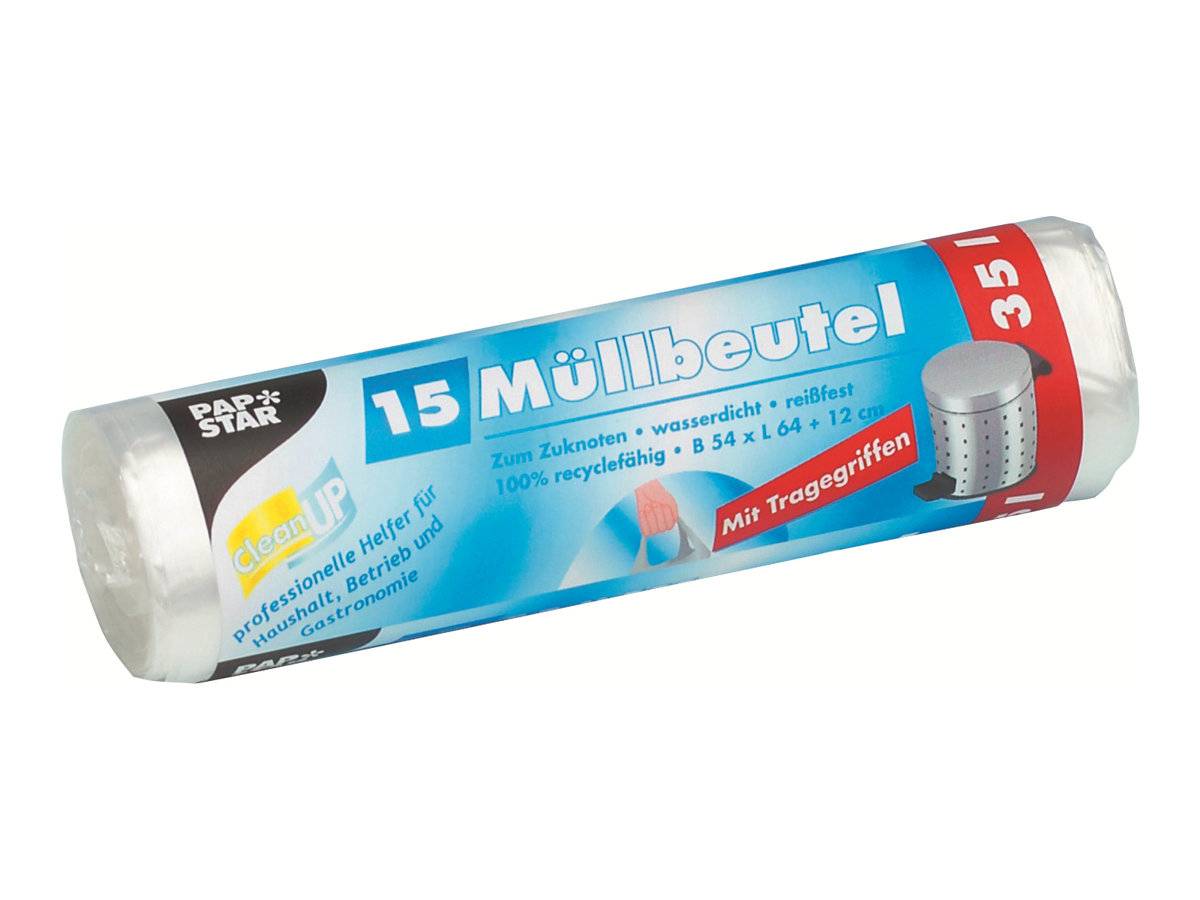 PAPSTAR Müllbeutel - 35 L - Griffe - Polyethylen hoher Dichte (HDPE)
