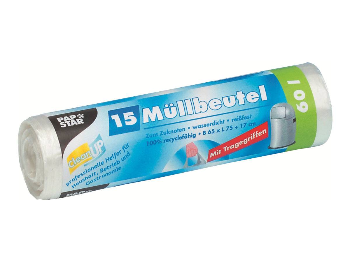 PAPSTAR Müllbeutel - 60 L - Griffe - Polyethylen hoher Dichte (HDPE)