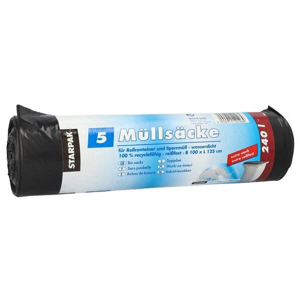 Müllsäcke - 240 L LDPE schwarz 5 Stück.
