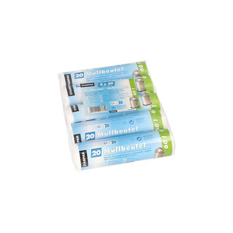 STARPAK Mülleimerbeutel HDPE, 60 Liter, weiß