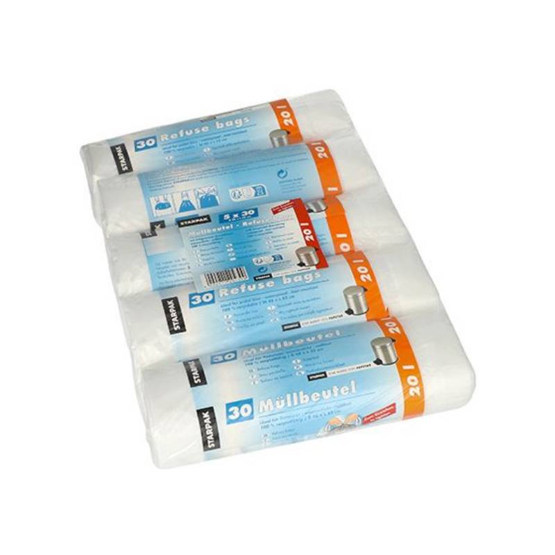 STARPAK Mülleimerbeutel HDPE, mit Zugband, 20 Liter
