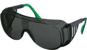 uvex Schweißer-Überbrille 9161, Scheibentönung: grau Schutzbrille, Rahmenfarbe: schwarz/grün, Material: PBT/+PC/