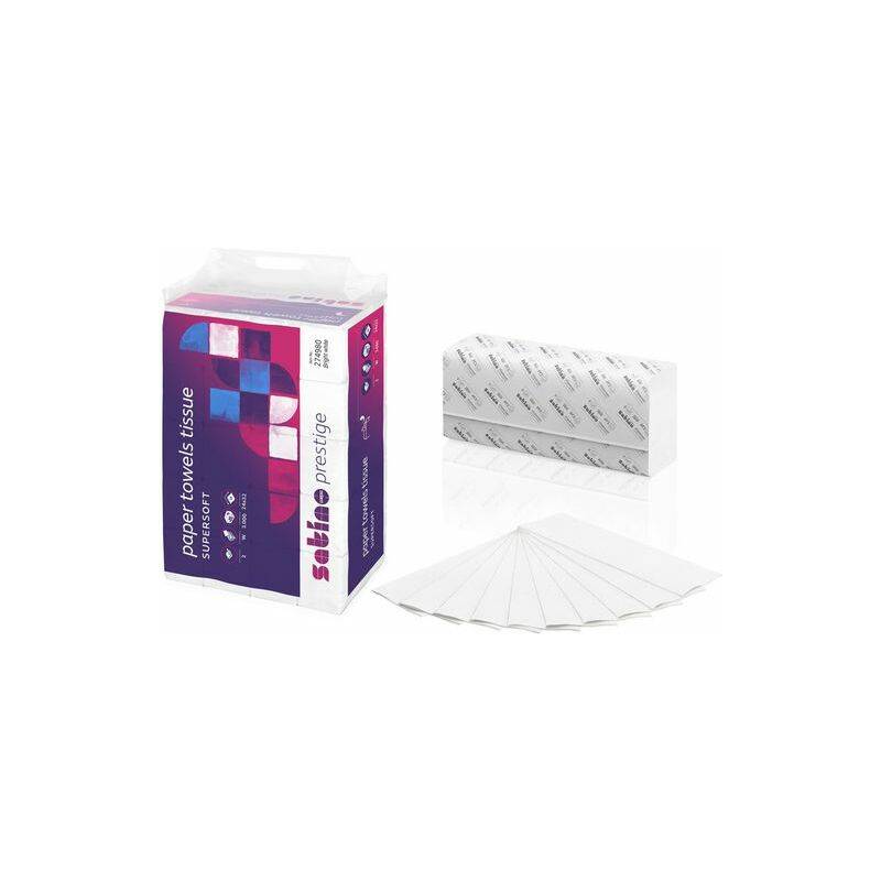 satino by wepa Handtuchpapier Prestige, 240 x 240 mm hochweiß, 2-lagig, aus 100% Zellstoff, mit Diamantprägung