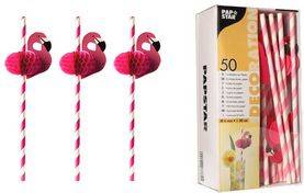 PAPSTAR Papier-Trinkhalm ''Flamingo'', 200 mm, pink/weiß aus Papier, Länge: 200 mm, Durchmesser: 6 mm, nachhaltig