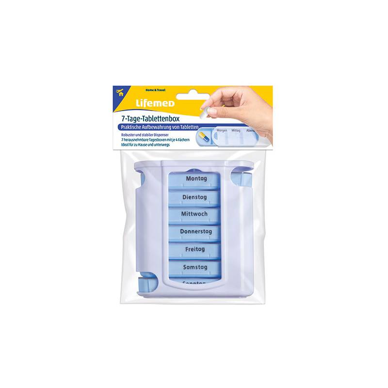 Lifemed 7-Tage-Tablettenbox, Kunststoff, weiß / blau