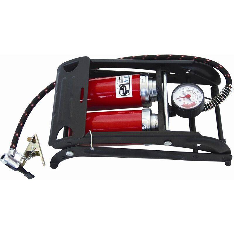 cartrend Fußluftpumpe Doppelzylinder, blau