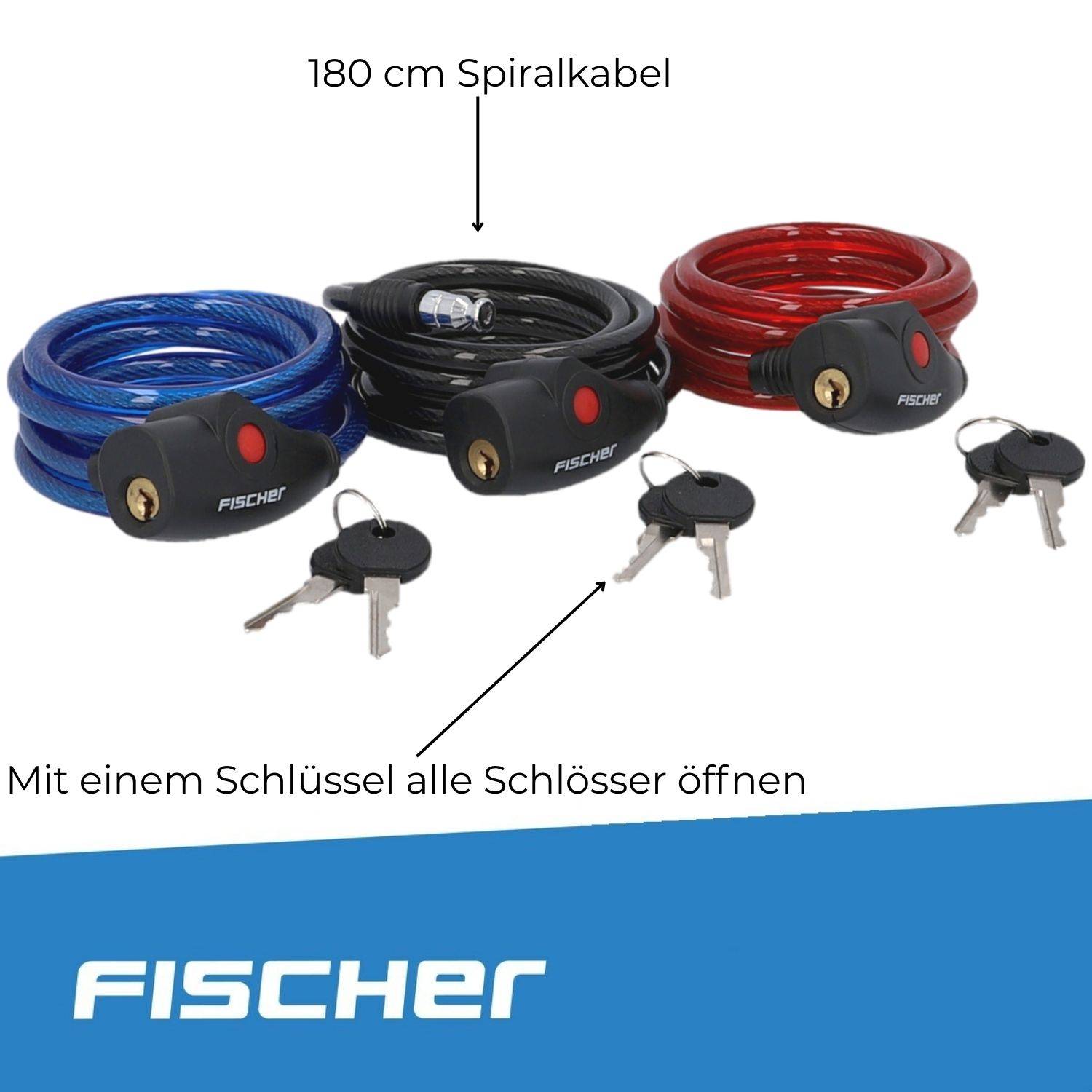 Set 3x Spiralschloss Family 180cm Gleichschließend