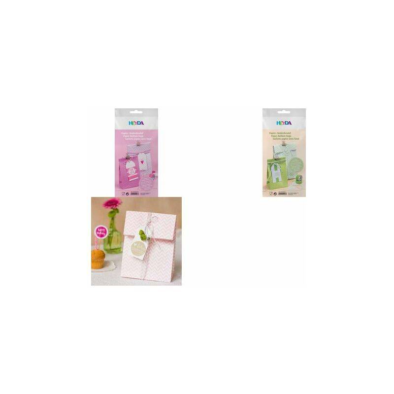 HEYDA Papiertüten mit Blockboden, rosa, sortiert