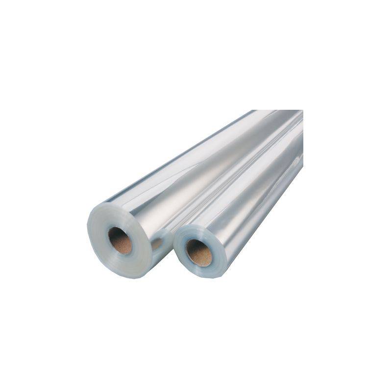 Zwei große Rollen durchsichtiger Frischhaltefolie, eine etwas größer als die andere, nebeneinander auf weißem Hintergrund platziert.