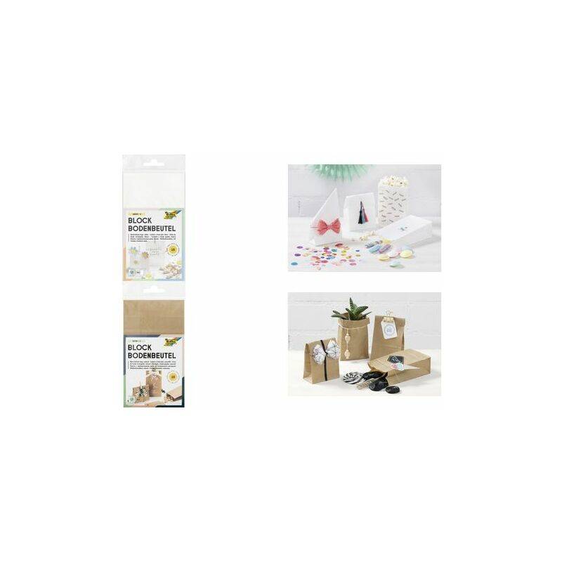 folia Papiertüten mit Blockboden, 120 x 60 x 210 mm, weiß