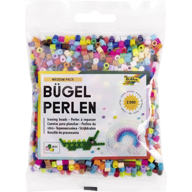 folia Bügelperlen, farbig sortiert, 2.000 Stück, Beutel