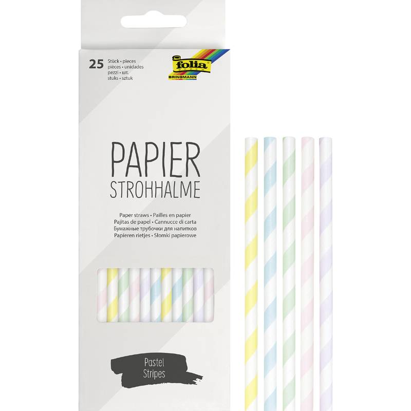 folia Papier-Trinkhalm "PASTEL STRIPES", Länge: 200 mm