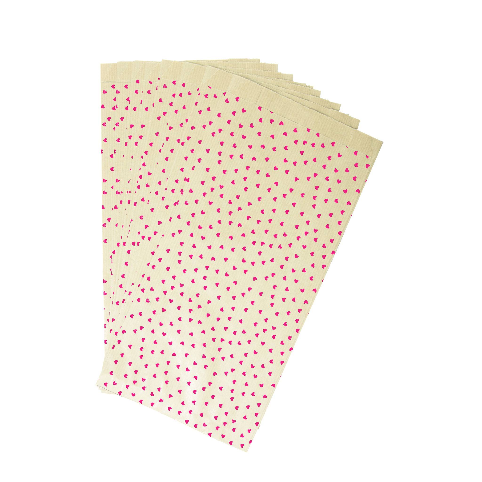 Clairefontaine Pkg 50 Geschenktüten Kraft, 11x21+5cm, Herzen Kartonbraun 394106C