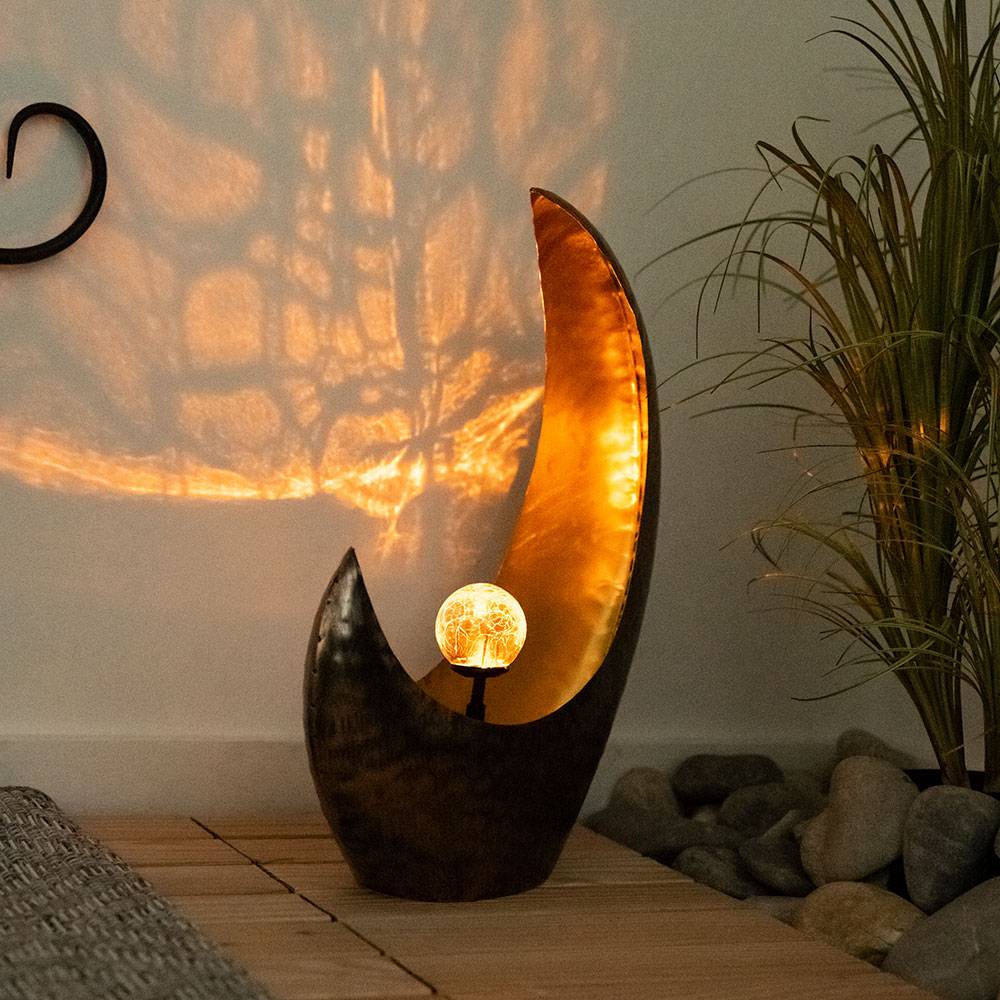 Mondsichel LED Lampe Outdoor Mondsichel Solarleuchte Solar Außen, Lichteffekt stehend, 1x LED warmweiß, L x x H 37,5x13,5x45 cm, Terrasse Garten