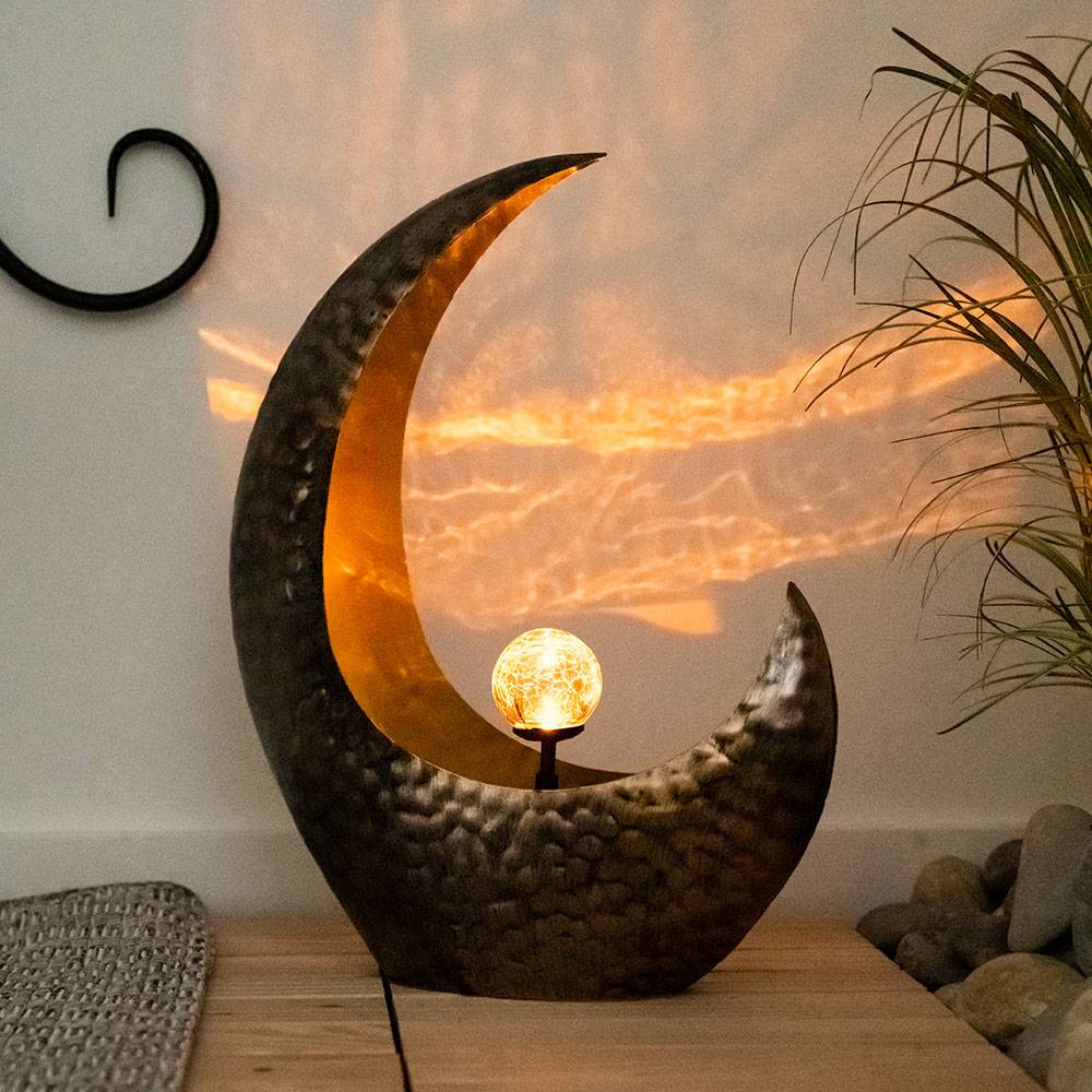 Mondsichel LED Lampe Outdoor Mondsichel Solarleuchte Solar Außen, Lichteffekt stehend, 1x LED warmweiß, L x x H 37,5x13,5x45 cm, Terrasse Garten