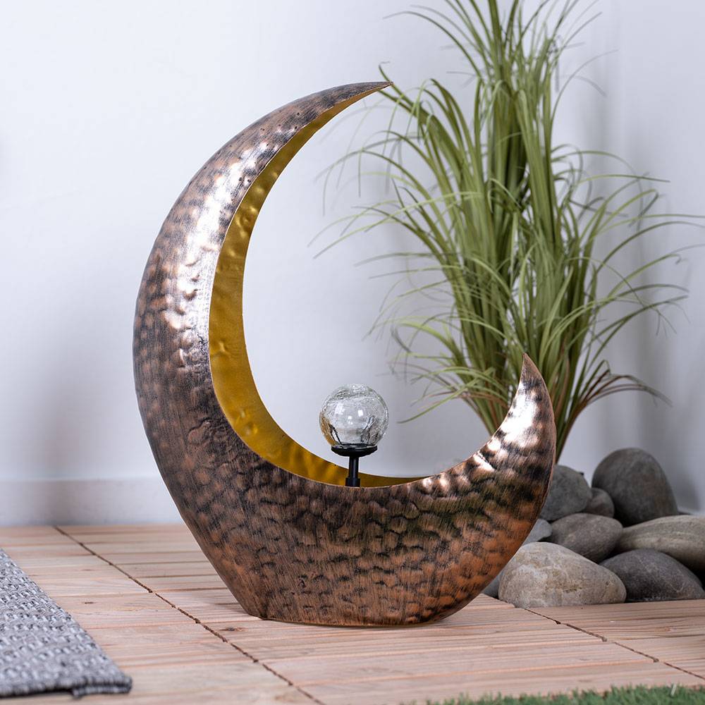 Mondsichel Solarleuchte Solar Außen Gartendeko LED Lampe Outdoor Gartendeko Terrassenlampe, Lichteffekt stehend, 1x LED warmweiß, L x B x H 37,5x13