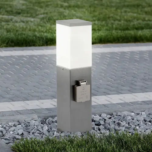 Standleuchte Außen mit Steckdose Aussenleuchte mit Steckdose Gartensteckdose mit Licht, 2x Steckdose Stahl, 1x E27, H 36 cm, Garten Standleuchte Außen mit Steckdose Aussenleuchte mit Steckdose Gartensteckdose mit Licht, 2x Steckdose Stahl, 1x E27, H 36 cm, Garten