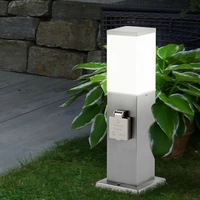 Standleuchte Außen mit Steckdose Aussenleuchte mit Steckdose Gartensteckdose mit Licht, 2x Steckdose Stahl, 1x E27, H 36 cm, Garten Standleuchte Außen mit Steckdose Aussenleuchte mit Steckdose Gartensteckdose mit Licht, 2x Steckdose Stahl, 1x E27, H 36 cm, Garten
