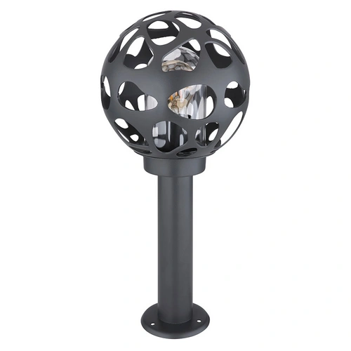 Sockelleuchte Außen Edelstahl Gartenlampe Kugel Stehlampe Aussen mit Strom, ALU Loch-Design anthrazit, 1x E27, DxH 20x 45 cm Sockelleuchte Außen Edelstahl Gartenlampe Kugel Stehlampe Aussen mit Strom, ALU Loch-Design anthrazit, 1x E27, DxH 20x 45 cm