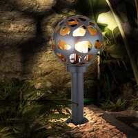 Stehlampe Sockelleuchte Außen Edelstahl Gartenlampe Kugel Aussen mit Strom, ALU Loch-Design anthrazit, 1x E27, DxH 20x 45 cm Stehlampe Sockelleuchte Außen Edelstahl Gartenlampe Kugel Aussen mit Strom, ALU Loch-Design anthrazit, 1x E27, DxH 20x 45 cm